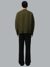 AMI DE COEUR FELTED WOOL CARDIGAN ARMY GREEN