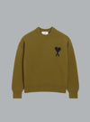 AMI DE COEUR FELTED WOOL CREWNECK ARMY GREEN