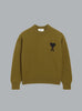 AMI DE COEUR FELTED WOOL CREWNECK ARMY GREEN