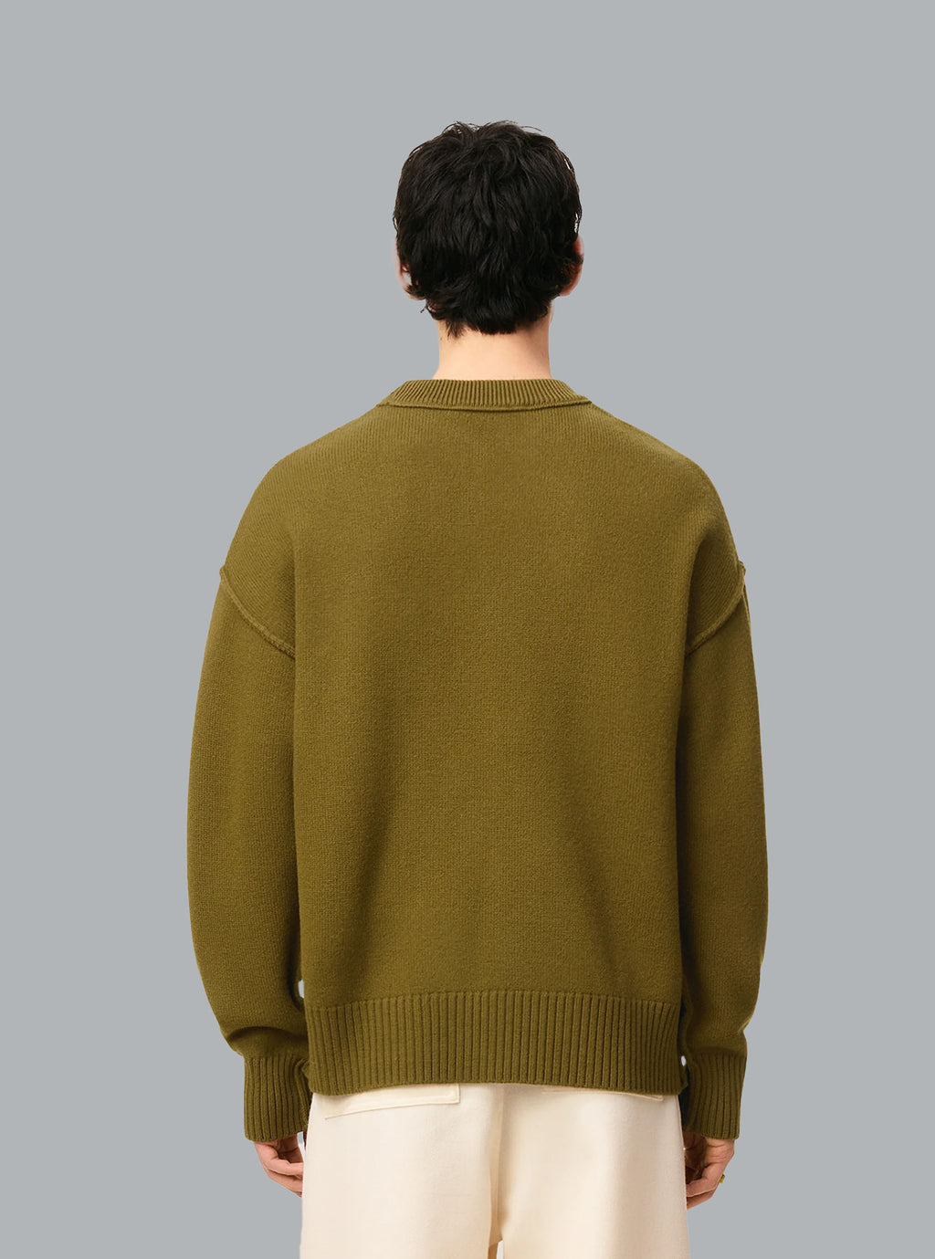 AMI DE COEUR FELTED WOOL CREWNECK ARMY GREEN