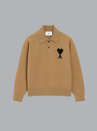 AMI DE COEUR VILTEN WOL POLO SHIRT DONKER BEIGE