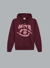 EYE FRONT LOGO ZIP THROUGH HOODIE BURGUNDY