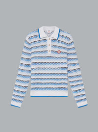 Polo shirt met lange mouwen en plooistiksels, blauw