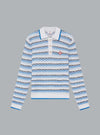 TUCK STITCH LONG SLEEVE POLO SHIRT BLUE