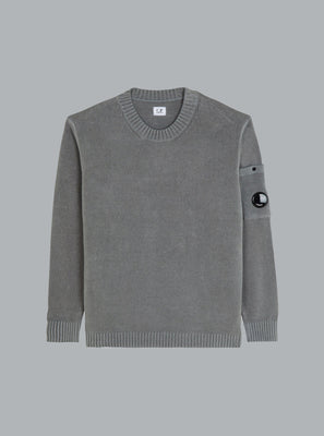 CHENILLE COTTON LENS CREWNECK DARK GREY