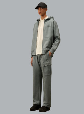 C.P. COMPANY DIAGONAL RAISED FLEECE CARGO SWEATPANTS Dark Grey