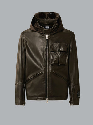 LEATHER MIGLIA GOGGLE JACKET BLACK