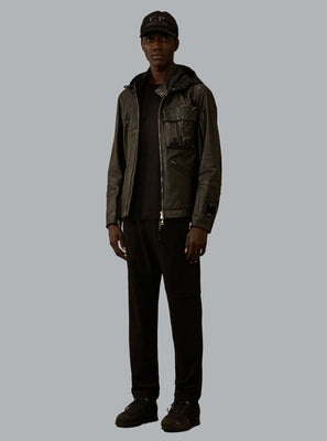 LEATHER MIGLIA GOGGLE JACKET BLACK