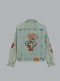 Brodée Fleurs Dusty Denim Jacket