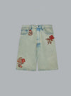 Brodé Fleurs Dusty Denim Shorts