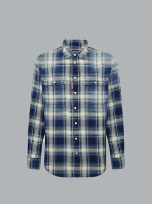 D2 Washed Check Blue Dessin