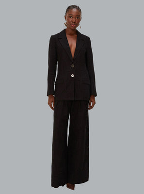 BLACK EYELET SINGLE BREASTED BLAZER