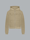 EMBOSSED LOGO ZIP THROUGH HOODIE BEIGE