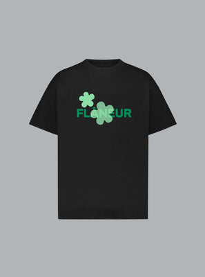 ORGANIC FLOWER LOGO T-SHIRT BLACK