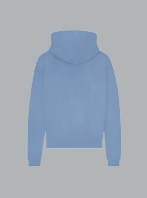 PRINTED LOGO WASHED HOODIE BLUE
