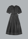 STRETCH COTTON TIE STRAP MIDI DRESS