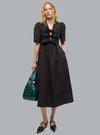 STRETCH COTTON TIE STRAP MIDI DRESS