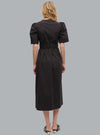 STRETCH COTTON TIE STRAP MIDI DRESS