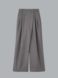 Brushed Wool Stripe Mid Waist Pants Pewter