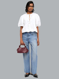 Cotton Poplin Peplum Blouse
