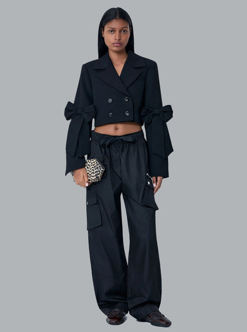 Cropped blazer van gebonden crêpe