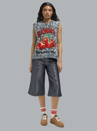 Shiny Weft Denim Shorts