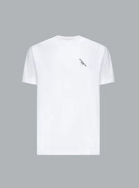 WIT T-shirt met ronde hals en geborduurd logo