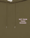 SLOGAN PRINT HOODIE ARMY GREEN