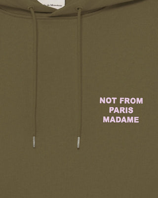 SLOGAN PRINT HOODIE ARMY GREEN