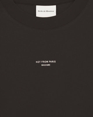 SLOGAN PRINT T-SHIRT DARK BROWN