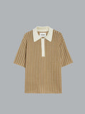 Polo gehaakt shirt beige