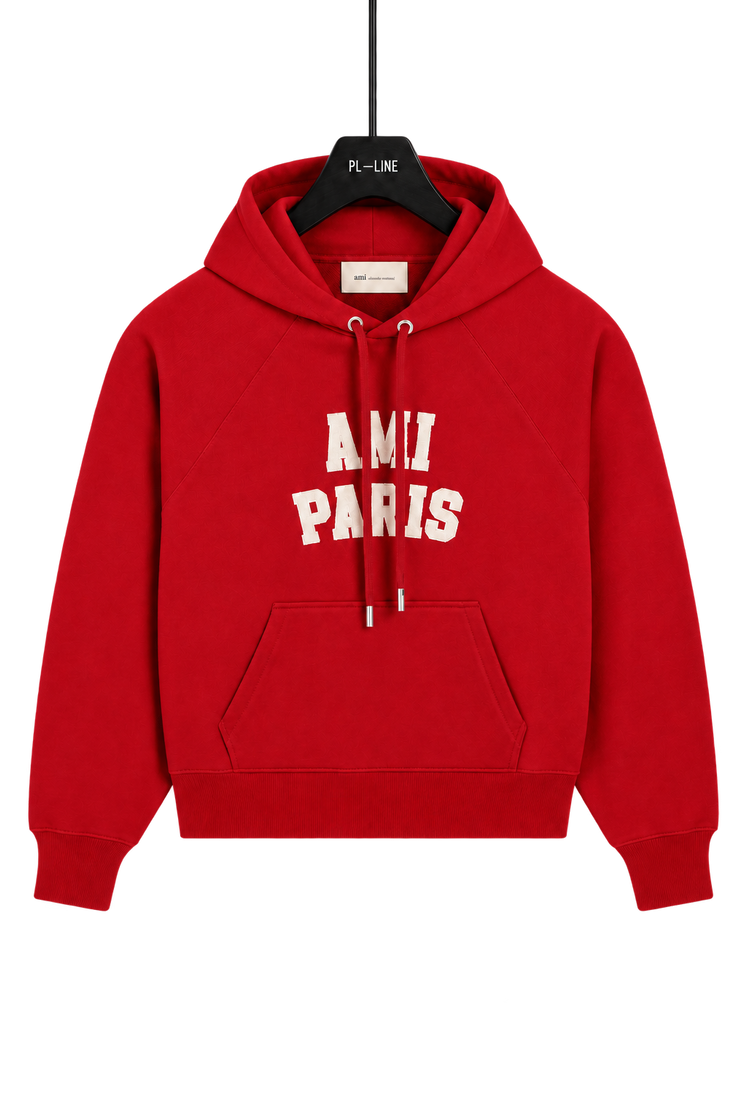 AMI PARIS FELT EMBROIDERY HOODIE – front