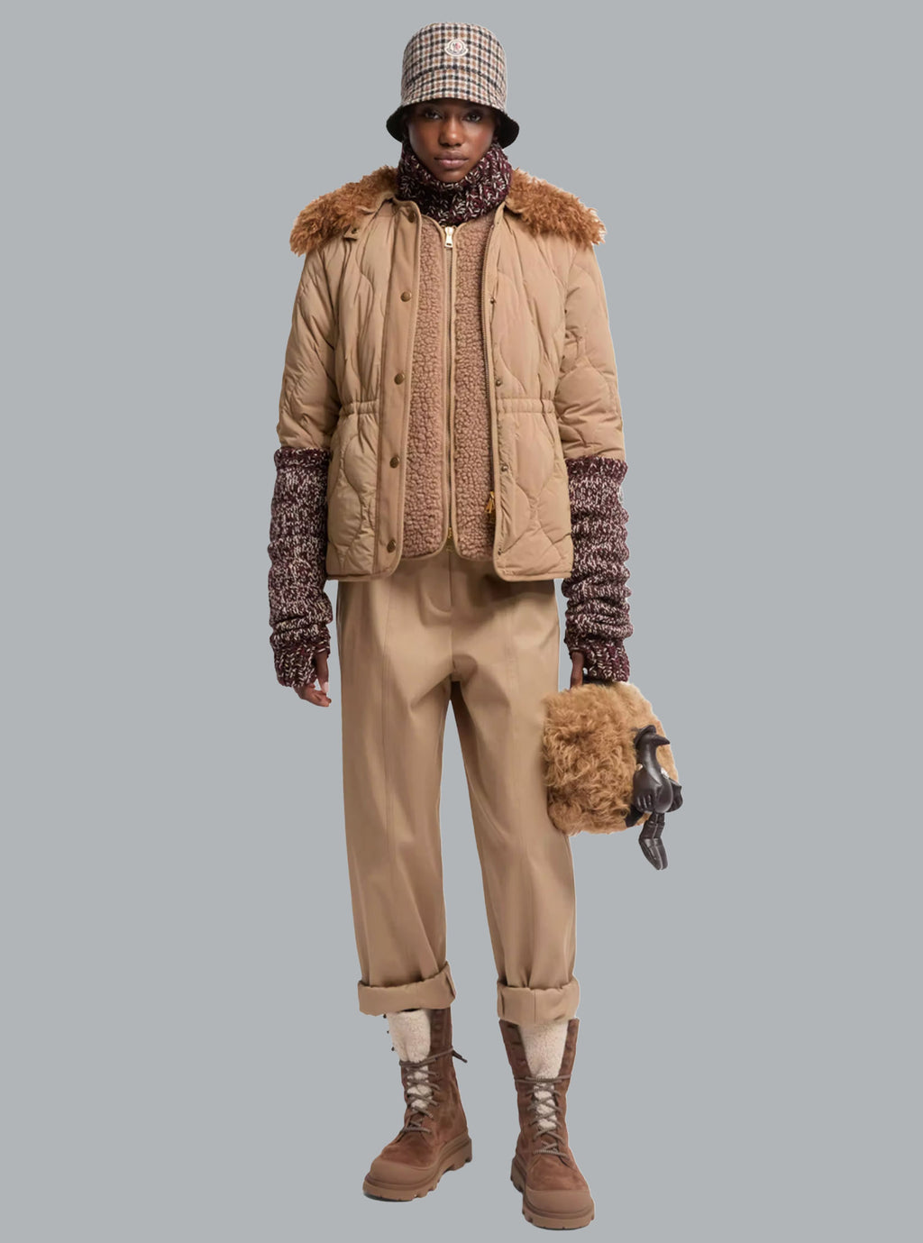 MONCLER LOGO PANTS BEIGE