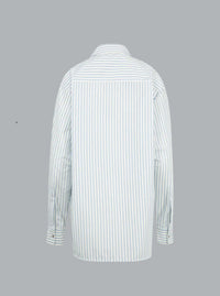 MONCLER STRIPED LOGO SHIRT Light Blue WOMEN