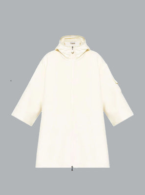 MONCLER HOODED WOOL CAPE Off White WOMEN