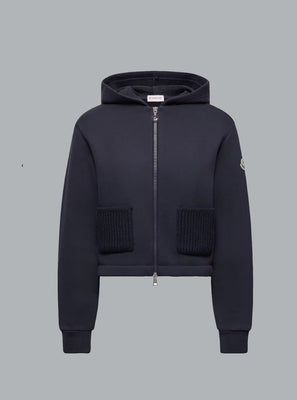 MONCLER LOGO ZIP THROUGH HOODIE Navy WOMEN