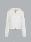 MONCLER LOGO ZIP THROUGH HOODIE WHITE