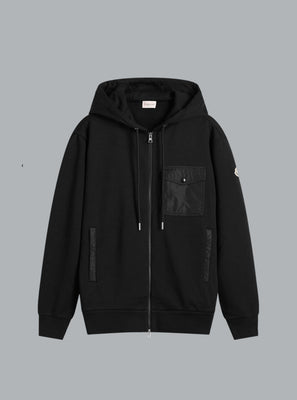 MONCLER LOGO ZIP THROUGH HOODIE Black MEN