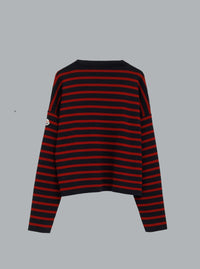 MONCLER STRIPED LOGO CREWNECK Navy Dessin WOMEN