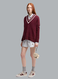 MONCLER LOGO V-NECK Burgundy WOMEN