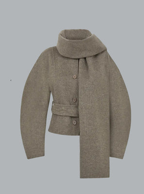 LEAK DOUBLE FACE SCARF JACKET