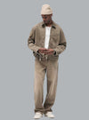 COLLARED DENIM JACKET OLIVE GREEN