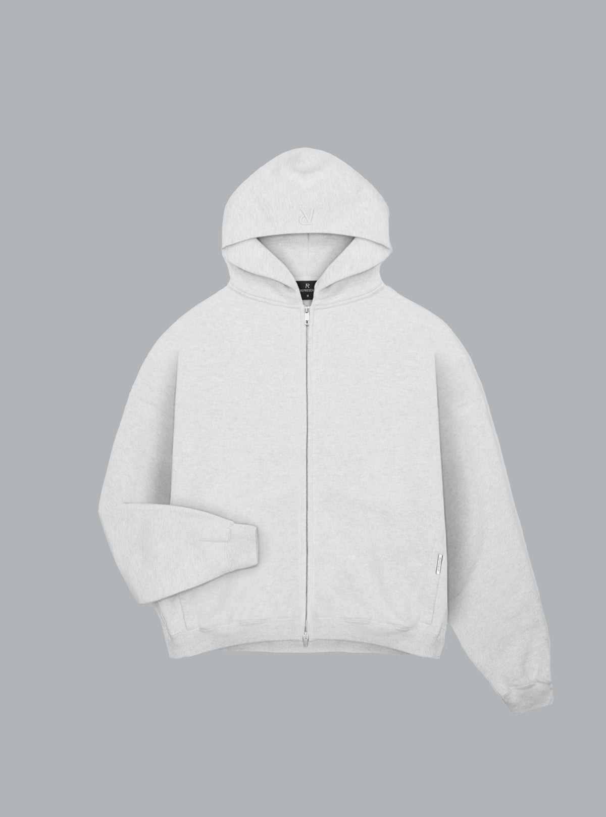 Initial Boxy-Zip-Hoodie Grau