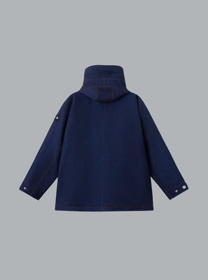 INDIGO POLYPROPYLENE DENIM LIGHT-RINSED PARKA