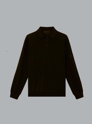 LIGHT PURE RWS WOOL_S.I. GHOST LS POLO DARK BROWN