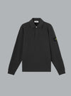 VANISÉ BRUSHED HEAVY COTTON JERSEY LS POLO BLACK