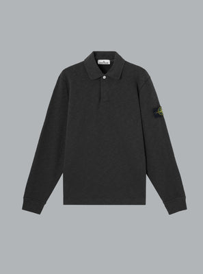 VANISÉ BRUSHED HEAVY COTTON JERSEY LS POLO BLACK
