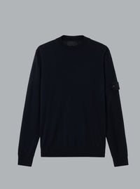 S.I. GHOST LIGHT PURE RWS WOOL CREW NECK NAVY BLUE