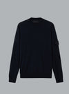 S.I. GHOST LIGHT PURE RWS WOOL CREW NECK NAVY BLUE