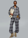 The Attico Cotton Check Pants Grey Dessin